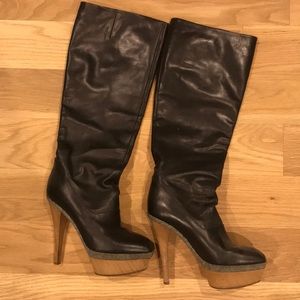 Marni Knee High Boot with Wood Heel and Platform
